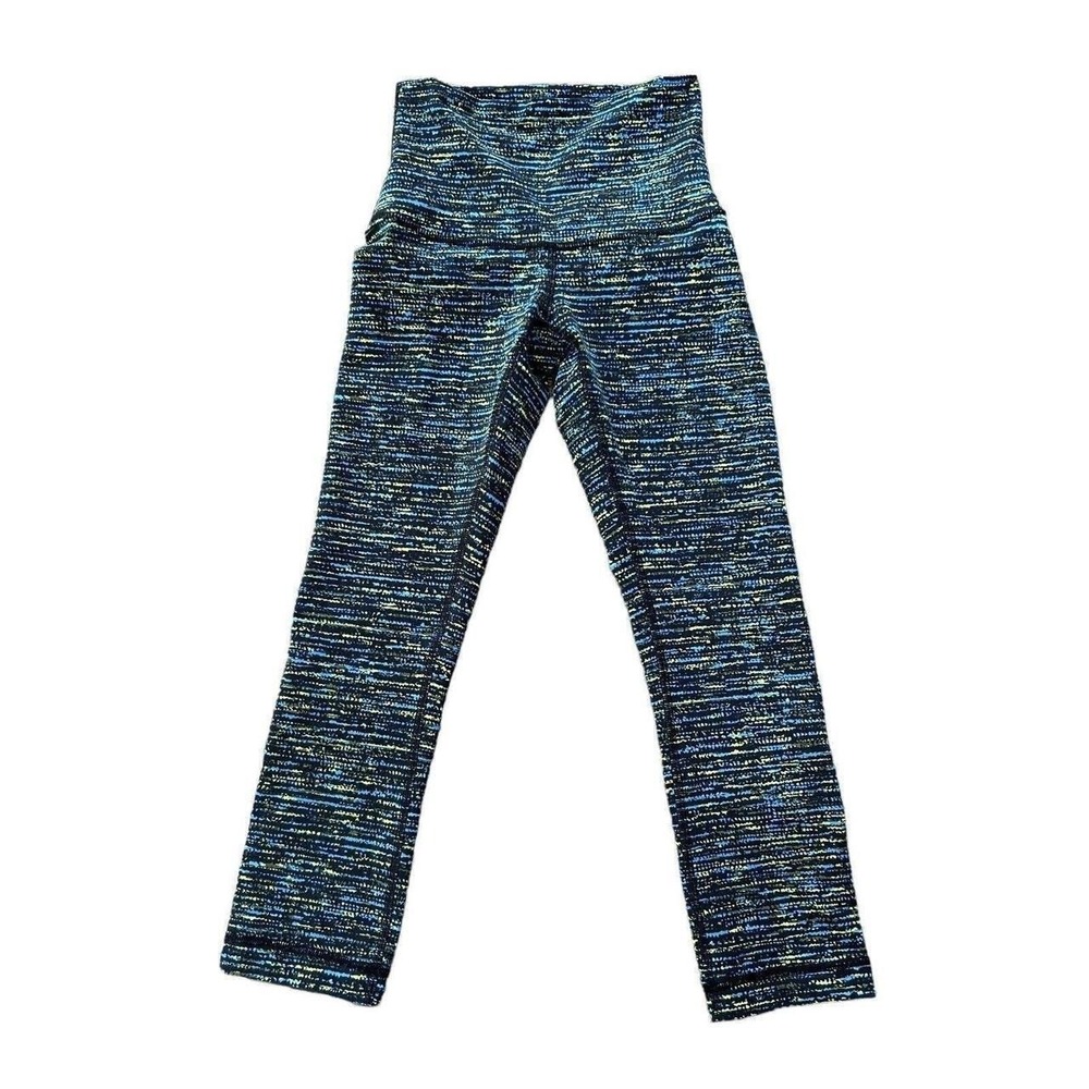 Lululemon Wunder Under High Rise Crop Leggings Blue Green Space Dye Size 2
